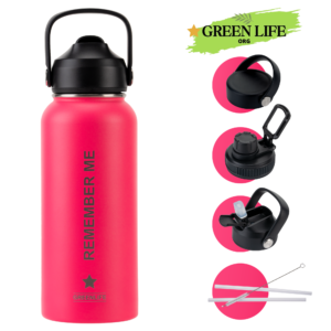 Green Life Hydro Wide Mouth Water Bottle Leakproof Lid, 32 oz ( Watermelon )