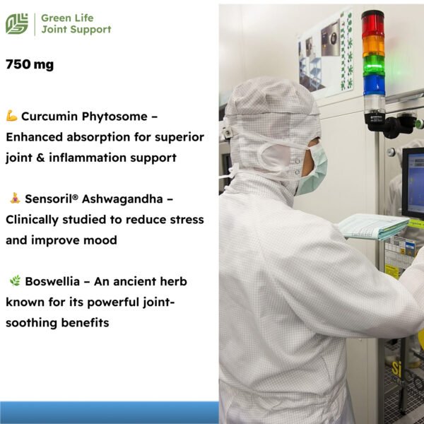 Green Life Org Premium Curcumin Phytosome C3 750mg Ashwagandha for Stress & Balance Sensoril & Boswellia Support for Mind & Body High Bioavailability - Image 4