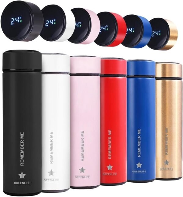 GreenLife Hydro Smart Sports Water Bottle with LED Temp Display, Vacuum Insulated Stainless Steel,Cold 36 Hrs, Hot 24 Hrs, BPA-Free, Leak Proof, for Travel & Outdoor