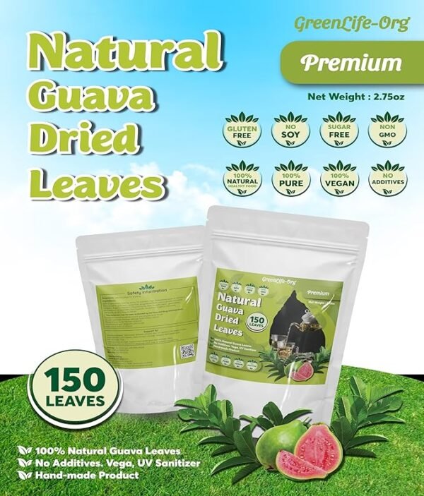 Green Life Guava Tea, The Best for Diet Lose Weight Solutions and Total Health. Featuring 300(150X2) whole dried leaves of Grade A+ excellence UV sanitization - Image 2