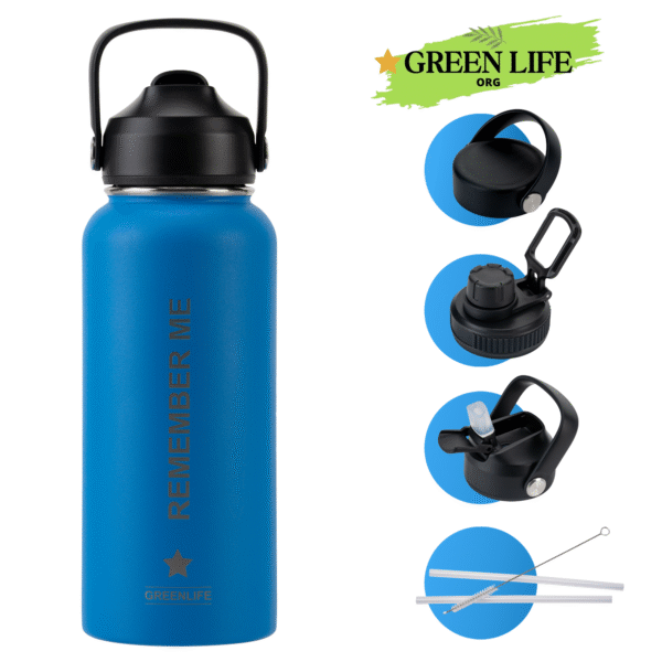 Greenlife Stainless Steel Water Bottle, Tripple Walls Insulated Wide Mouth, Vacuum Insulated, Leakproof Lid, 32 oz - Image 4